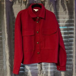 BeachLunchLounge-Red Button-Up Shirt Jacket- Size Medium - NWOT
